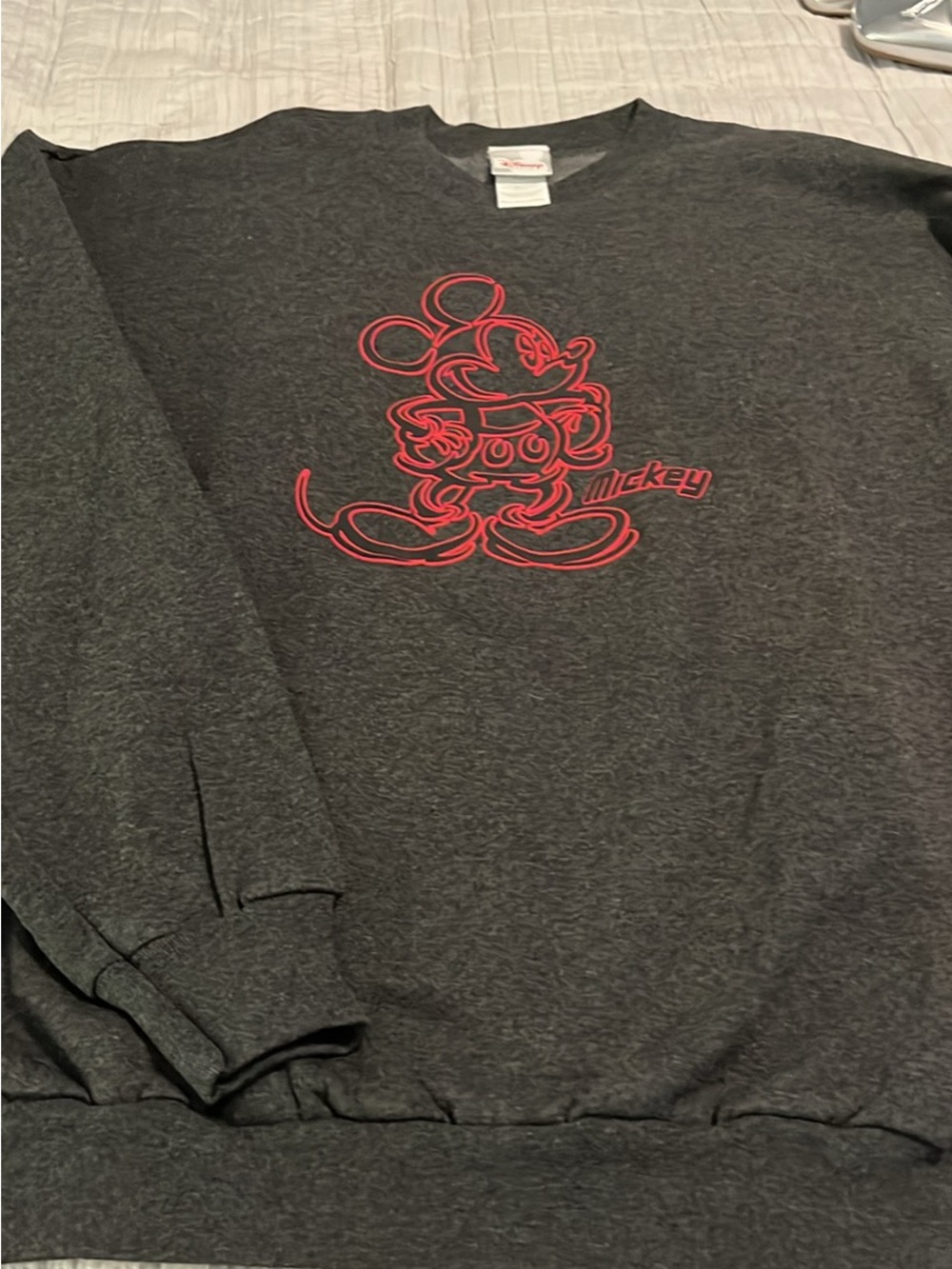 Disney Dark Gray Sweatshirt with Red Mickey Outline